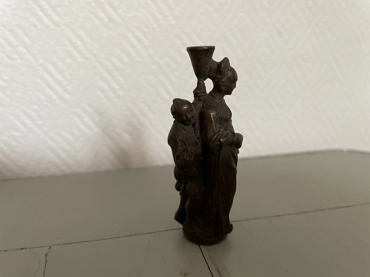 Old Small Bronze Okimono Chinese Statue Chionoiserie Showcase Curiosity Collection-photo-2