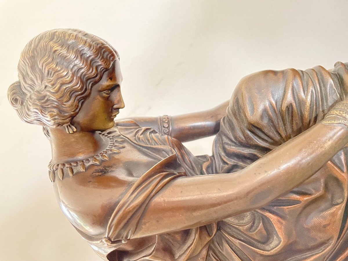 Sappho Old Bronze Sculpture Statue, XIX Eme By James Pradier-photo-3