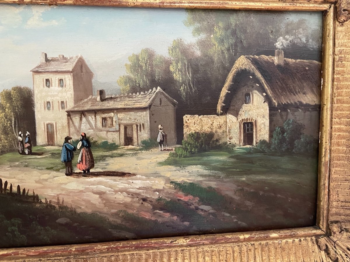 Ancien Tableau Huile Sur Bois Sur Panneau Hsp , Epoque XIX Eme Monogrammé Hc N° 2-photo-4