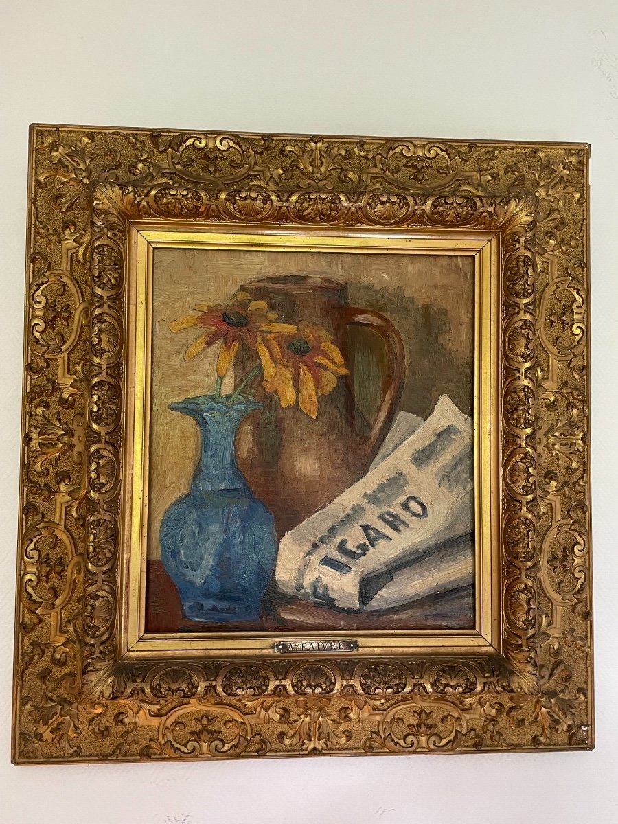 Old Painting: Still Life Attributed To Abel Faivre; Beginning XX Eme Century Hsp-photo-2