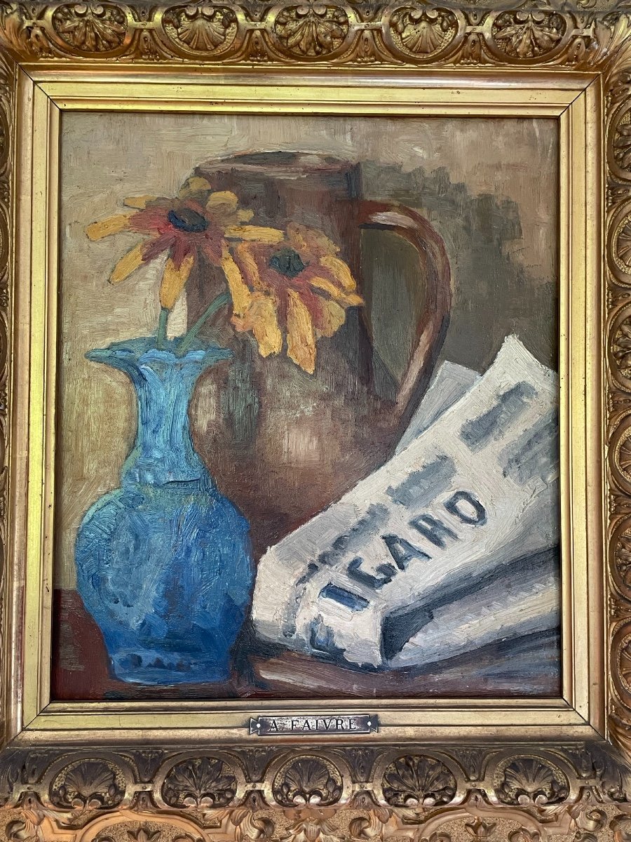 Old Painting: Still Life Attributed To Abel Faivre; Beginning XX Eme Century Hsp-photo-3