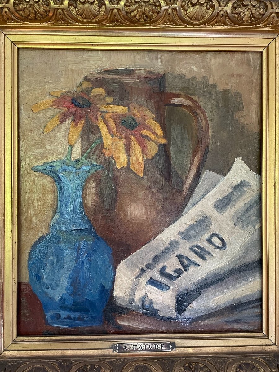 Old Painting: Still Life Attributed To Abel Faivre; Beginning XX Eme Century Hsp-photo-5