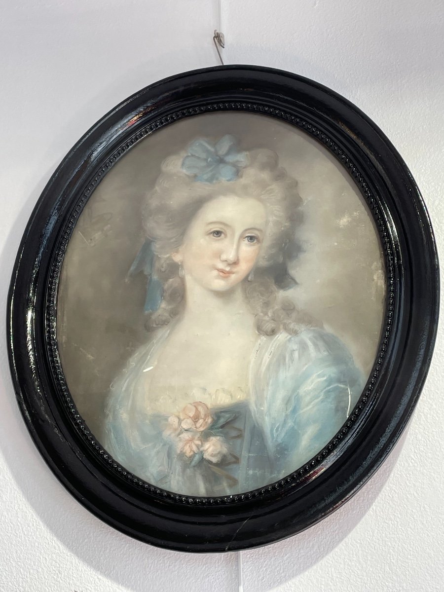 Old And Large Pastel Of A Lady Of Quality End Of The XVIII Eme Century Around 1800