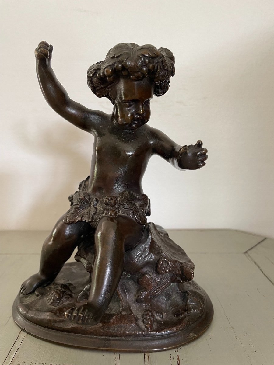 Patinated Bronze Statue Adorable Bronze Cherub Putto / Putti By Clodion Late XIXth Old
