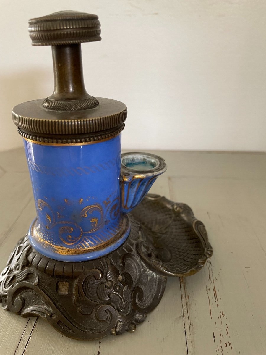 Old Boquet Pump Inkwell Louis Philippe Period Middle XIX Eme Century Porcelain-photo-4