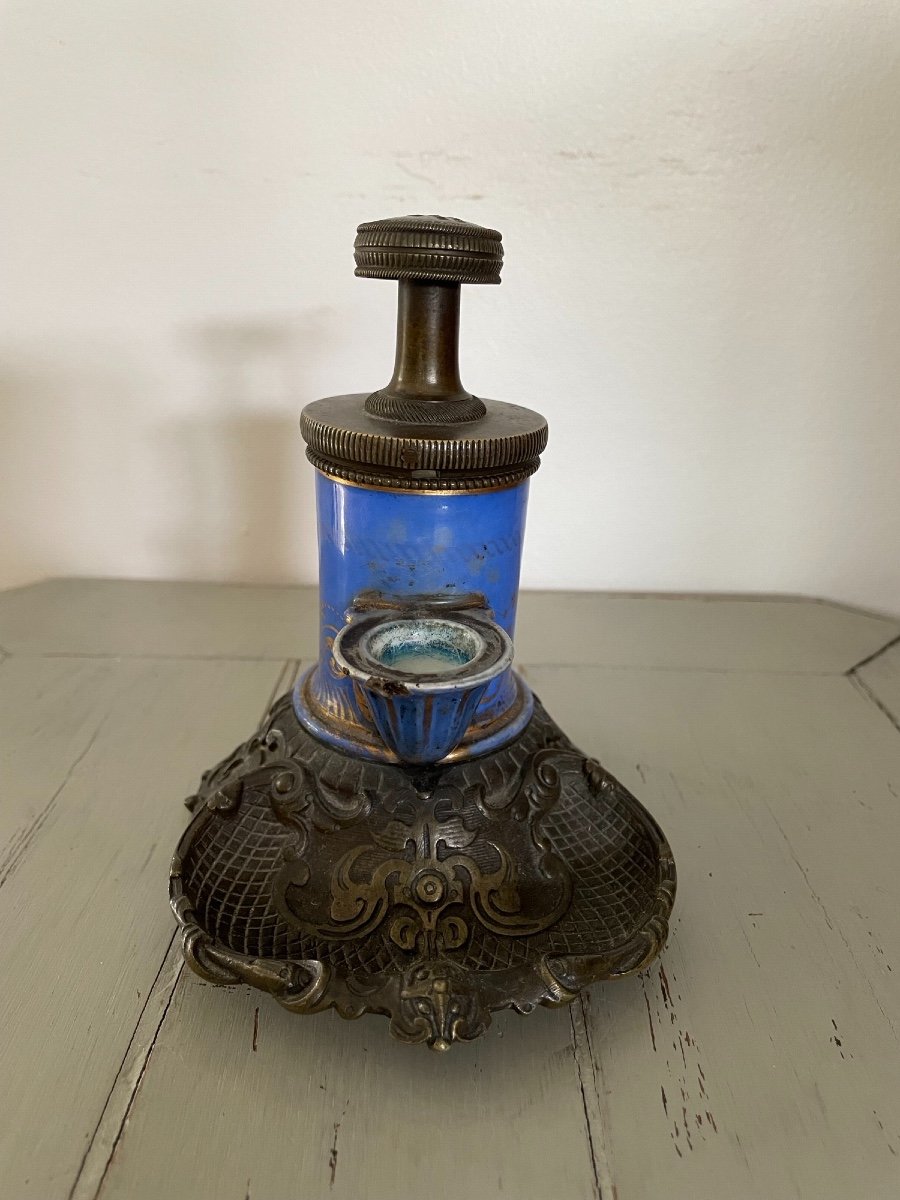 Old Boquet Pump Inkwell Louis Philippe Period Middle XIX Eme Century Porcelain