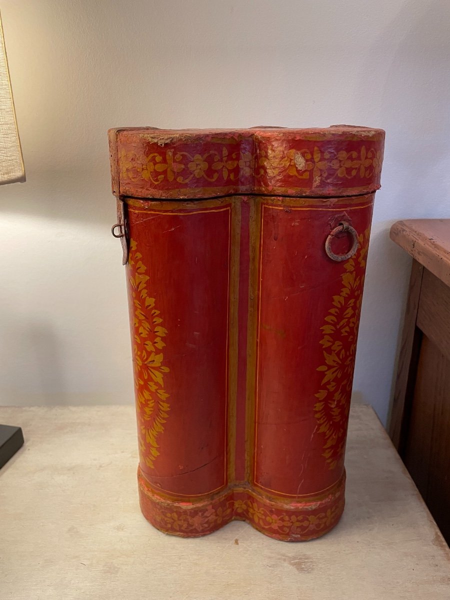 Old Paper Mache Document Holder In Red Lacquer Early 20th Century-photo-3