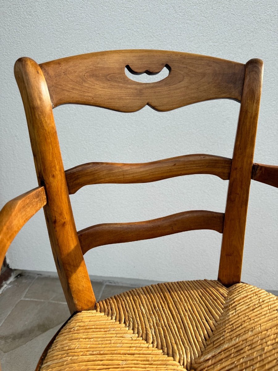 Old Child's High Chair In Cherry Wood, XIX Eme Century Popular Art-photo-5