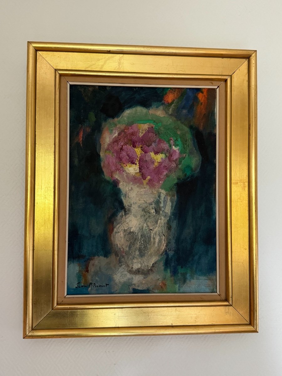 Old Hst Painting Oil On Canvas, Rouen School Signed Jean Bréant Still Life 20th-photo-3