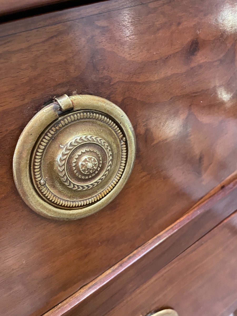 Old Louis XVI Period Commode With Projection In Mahogany Circa 1780 XVIIIth Century White Marble-photo-4