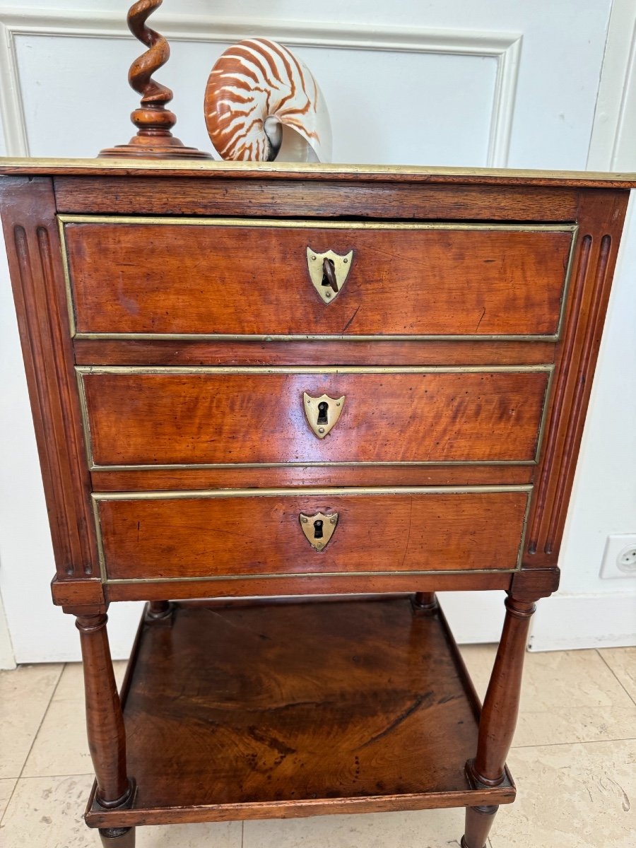 Old Small Louis XVI Chiffonniere Table In Mahogany XVIIIth Directory, Middle Bedside-photo-2