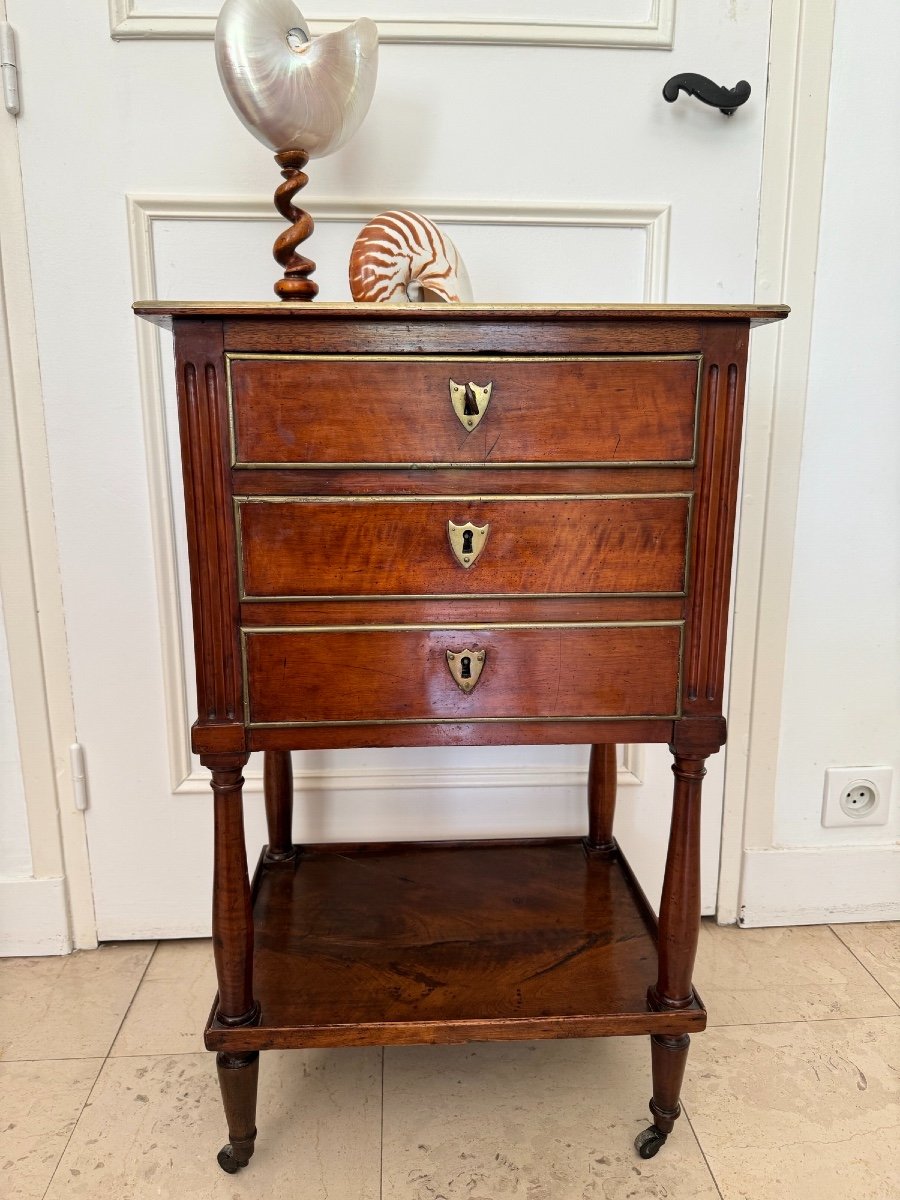 Ancienne Petite Table Chiffonnière Louis XVI  Acajou XVIII ème Directoire, Chevet Milieu salon-photo-1