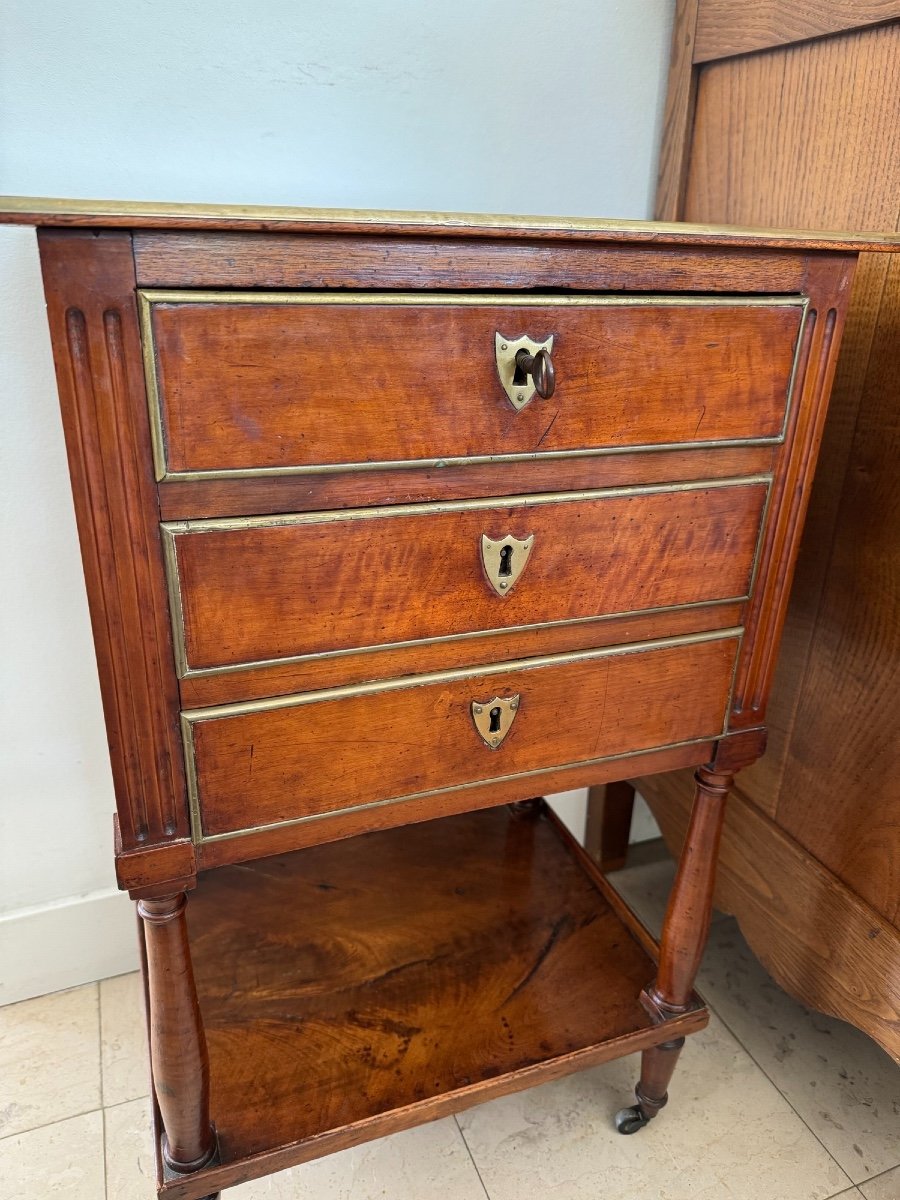 Ancienne Petite Table Chiffonnière Louis XVI  Acajou XVIII ème Directoire, Chevet Milieu salon-photo-8