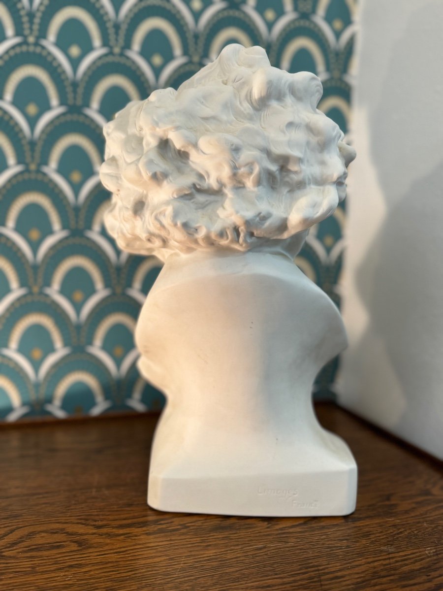 Old Porcelain Biscuit Bust By Camille Tharaud Limoges: Beethoven-photo-3