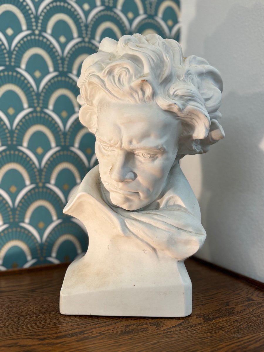 Old Porcelain Biscuit Bust By Camille Tharaud Limoges: Beethoven-photo-1