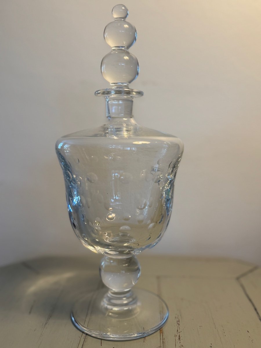 Old Saint Louis Crystal Carafe Bubble Model XX Eme Bottle Flask-photo-3