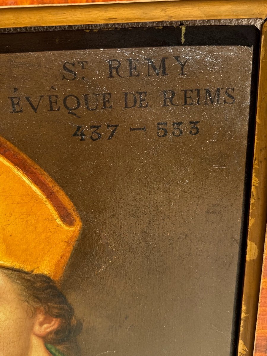 Ancien Tableau Huile Sur Cuivre Saint Remy  Saint Remi Epoque XIX Eme Religion Dévotion -photo-2
