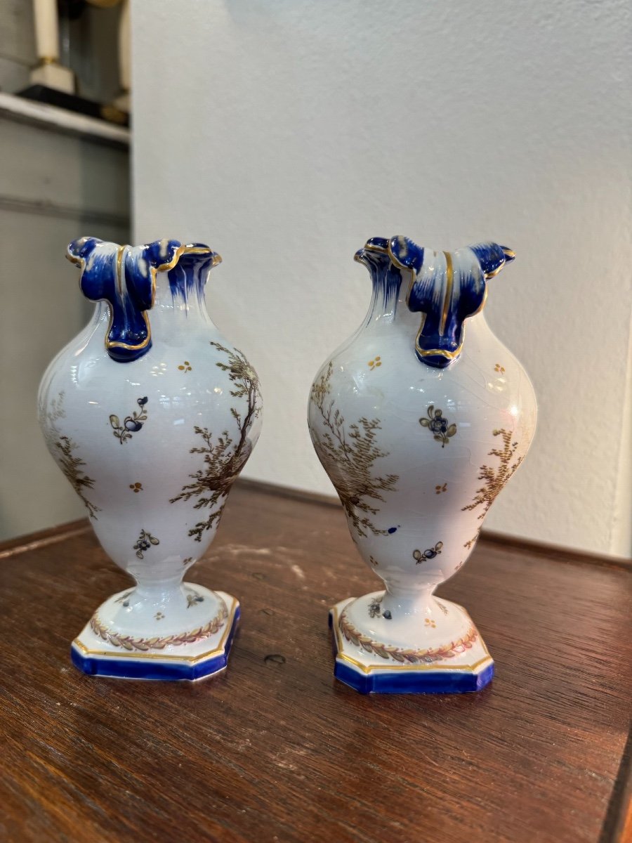 Old Pair Of Marseille Porcelain Vases Veuve Perrin XIX Eme-photo-2