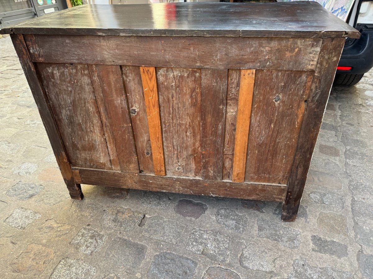 Old Louis XV Curved Commode From XVIII Eme Period Patinated In Rechampi Walnut Painted Furniture-photo-7