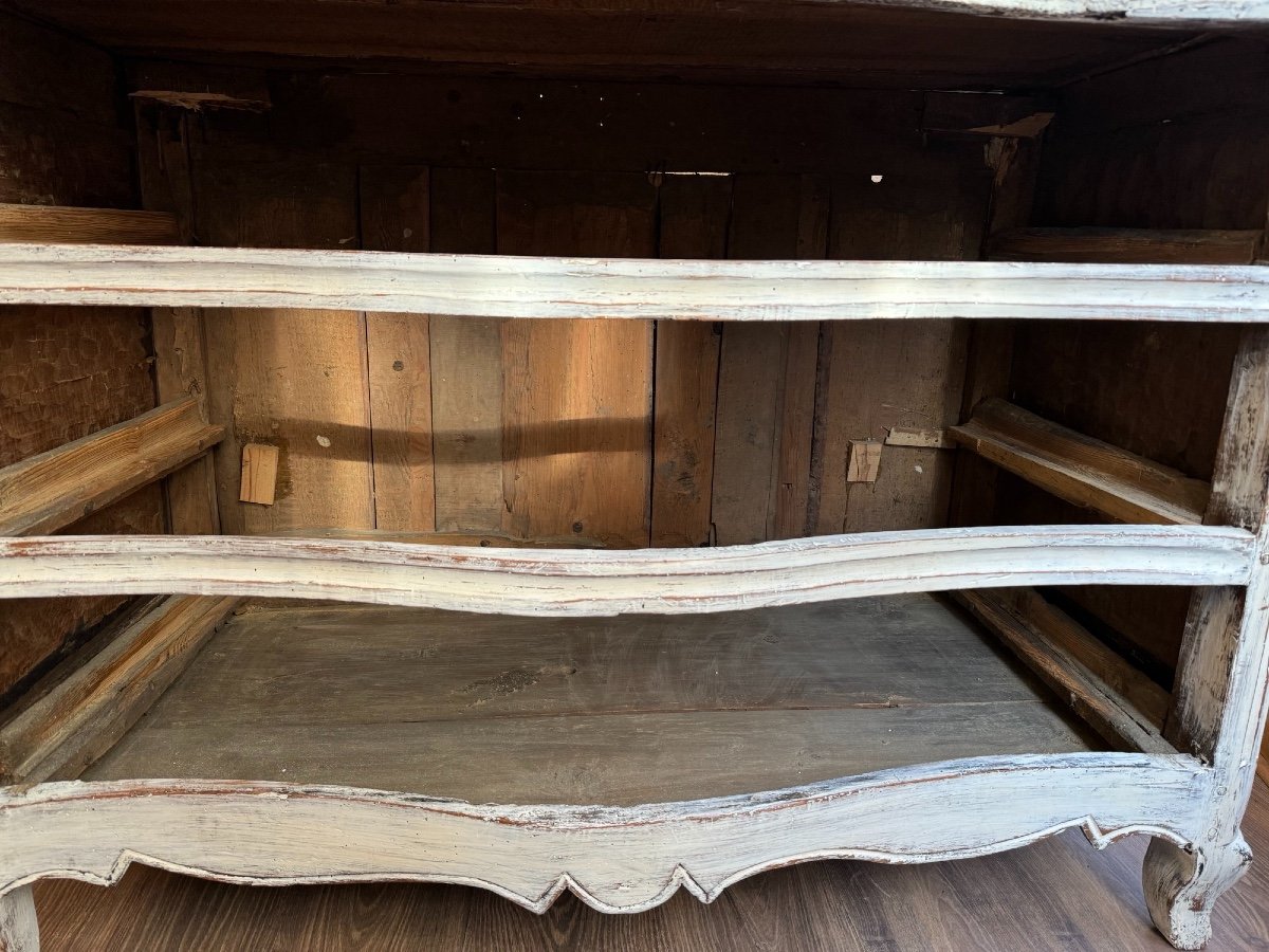 Old Louis XV Curved Commode From XVIII Eme Period Patinated In Rechampi Walnut Painted Furniture-photo-8