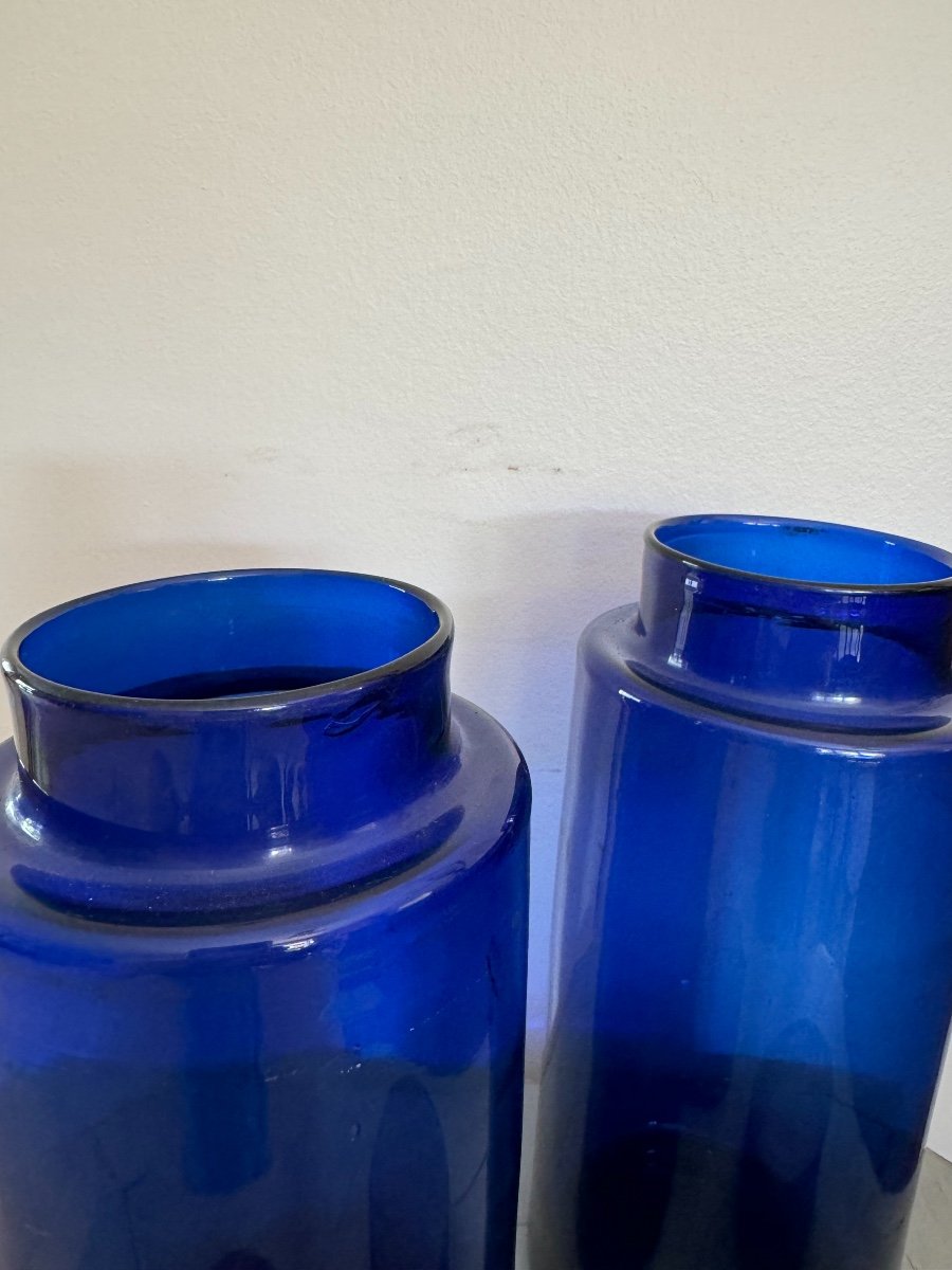 Old Cobalt Blue Pharmacy Bottles XIX Eme Herbalist Apothecary Old Glass Bottle-photo-4