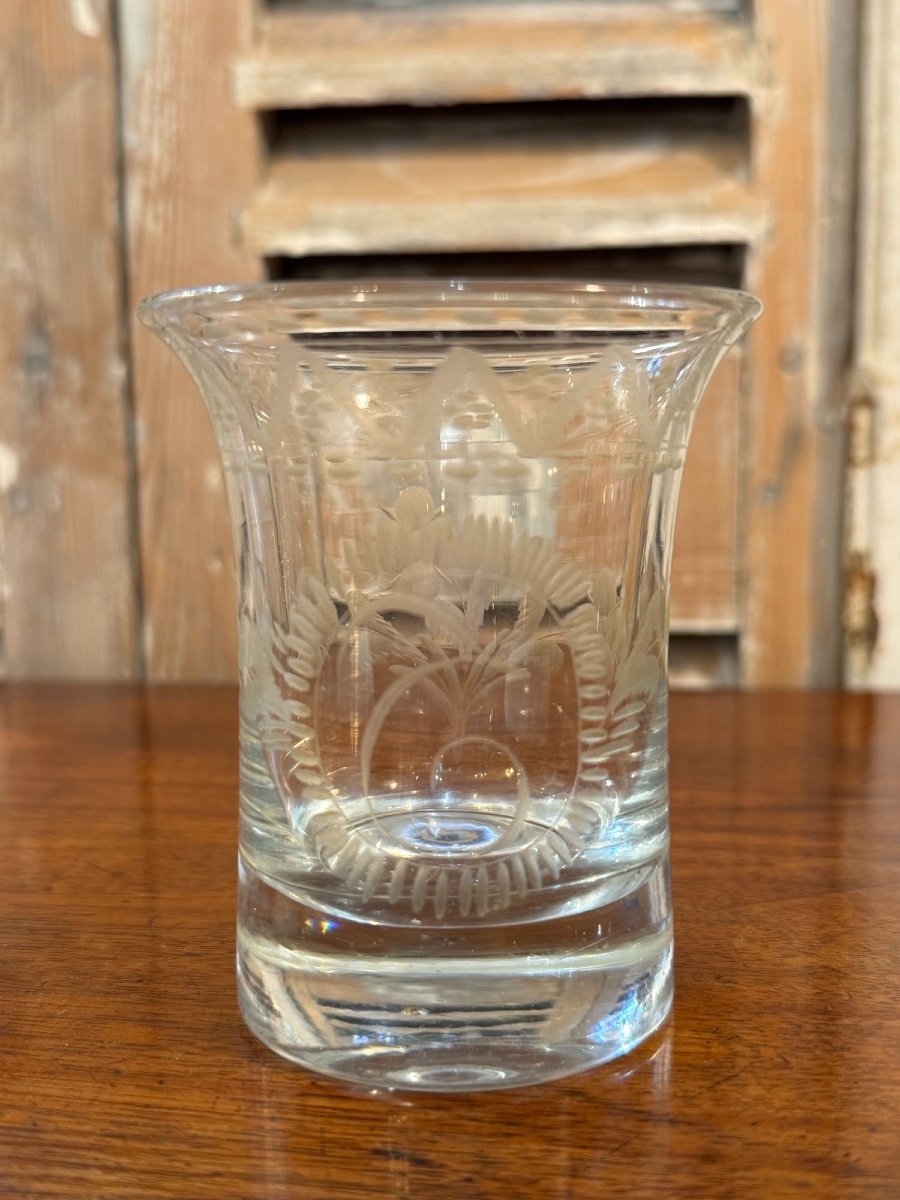 Ancien Verre Gobelet Normand Gravé Début XIX Eme Verre De Mariage Normandie