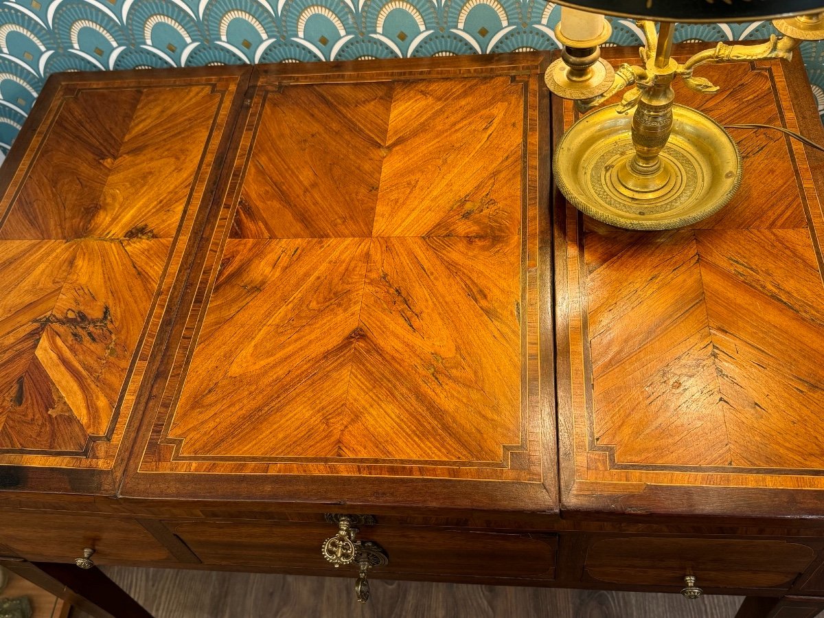 Ancienne Coiffeuse d' époque Louis XVI En Marqueterie . Fin XVIII ème Siècle console commode-photo-1