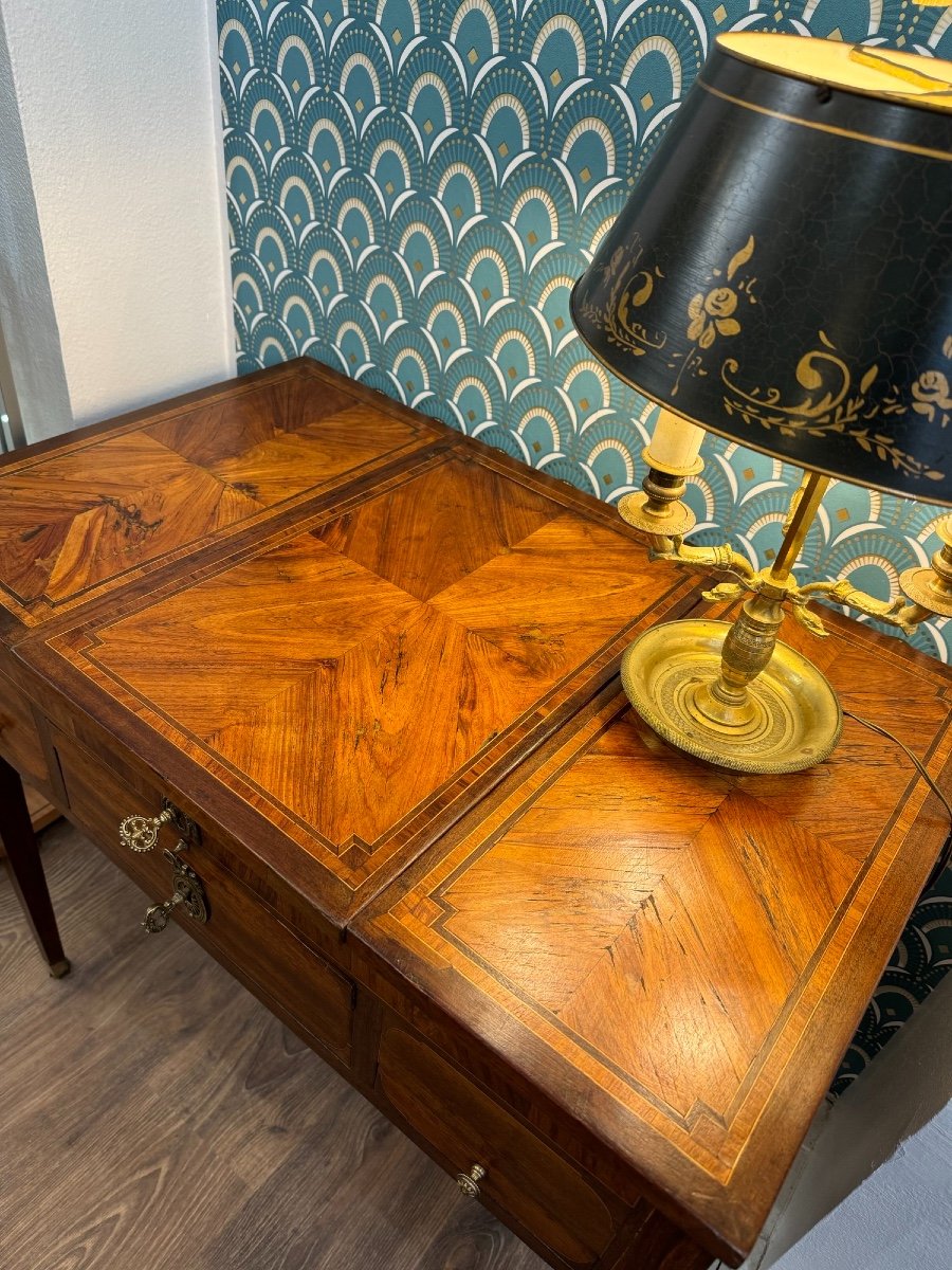 Ancienne Coiffeuse d' époque Louis XVI En Marqueterie . Fin XVIII ème Siècle console commode-photo-8