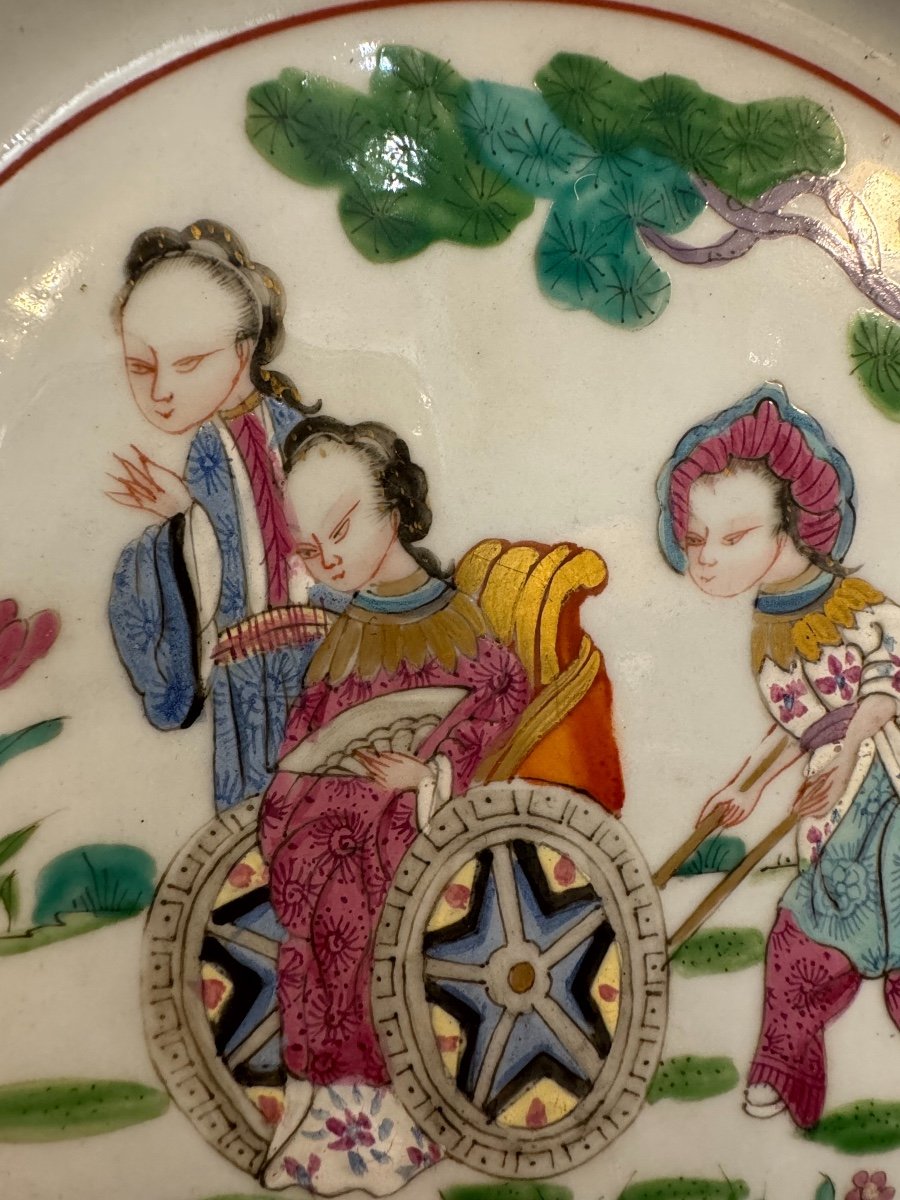 Antique Chinese Porcelain Plate XVIII Dignitary Decor Famille Rose 18th Century Antique-photo-4