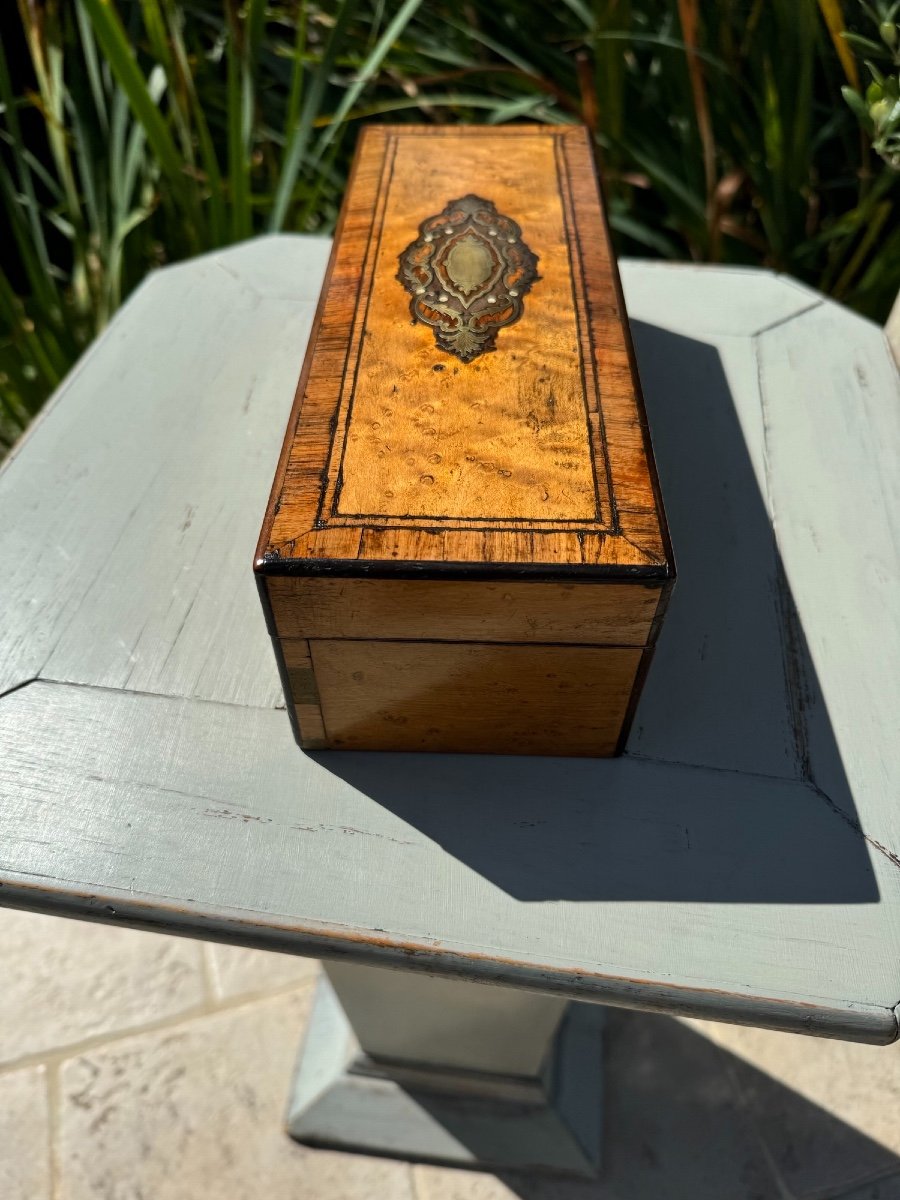 Old Glove Box In Thuya Wood And Marquetry 19th Century Napoleon III -photo-3