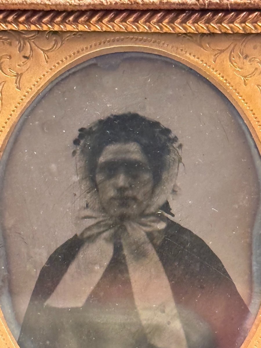 Ancien Daguerréotype ambrotype Portrait De Dame  Vers 1840 XIX ème Photo-photo-1