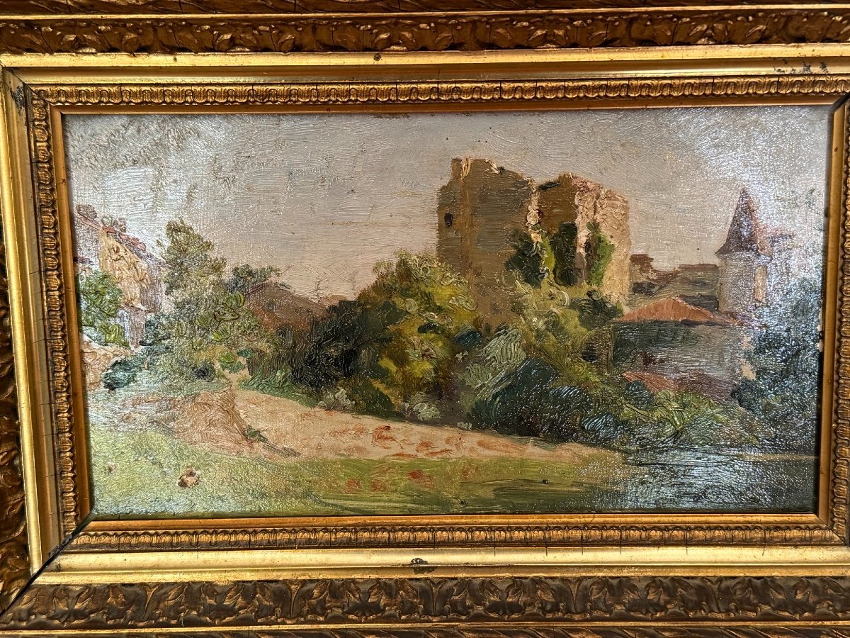 Old Oil Painting On Strong Cardboard, Southern Landscape Provençal School By P Grivolas XIX Eme-photo-3