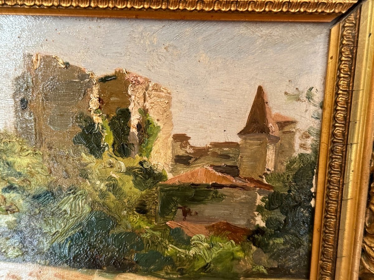 Old Oil Painting On Strong Cardboard, Southern Landscape Provençal School By P Grivolas XIX Eme-photo-4