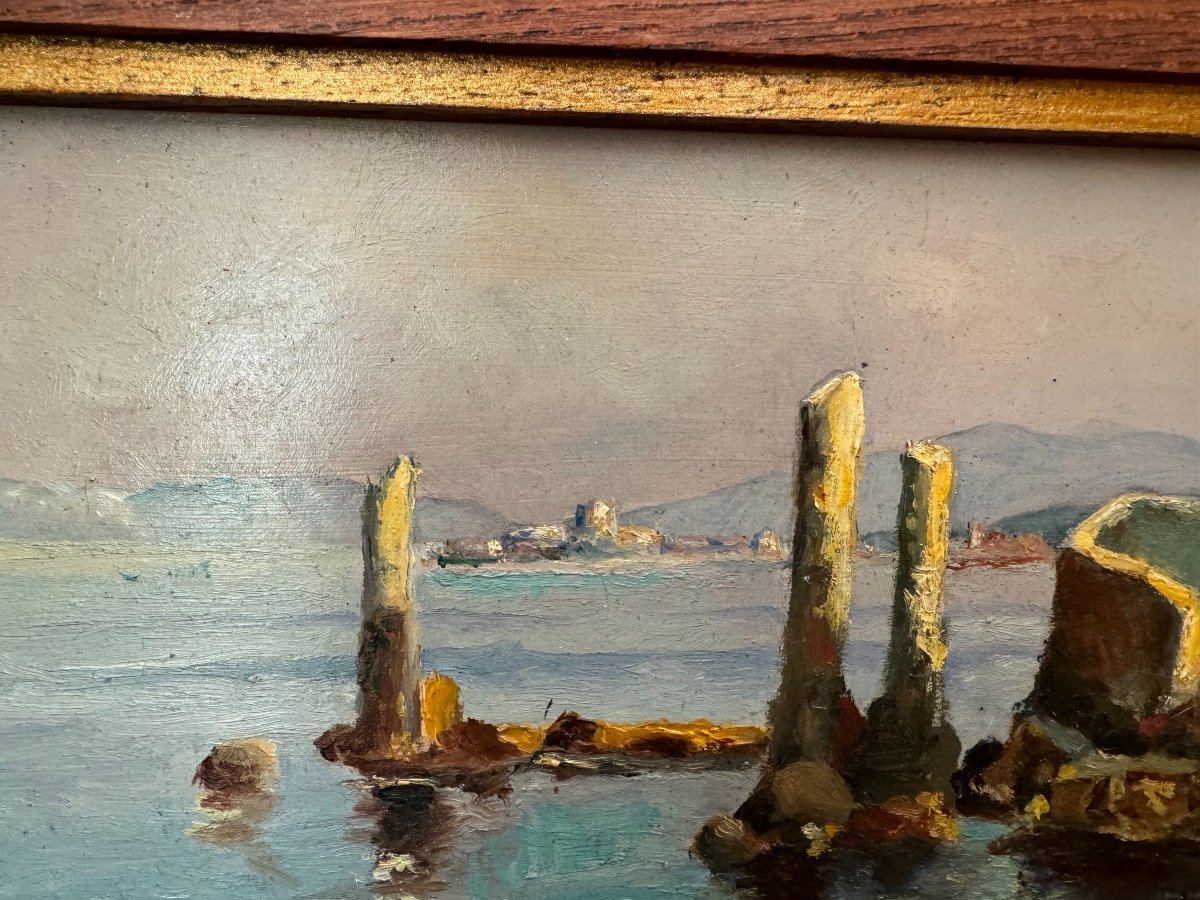 Old Marine Painting Oil On Panel By E Savreux, Early 20th Century Hsp Provençal School -photo-5