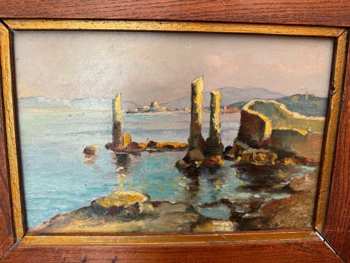 Old Marine Painting Oil On Panel By E Savreux, Early 20th Century Hsp Provençal School 