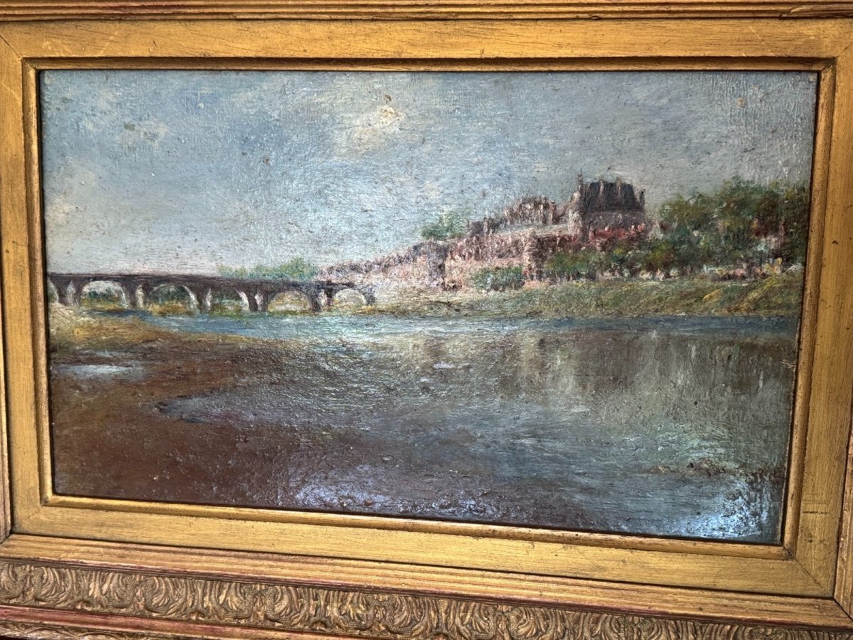 Old Oil Painting On Panel The Chateaux Of The Loire End Of The 19th Century Impressionist -photo-2