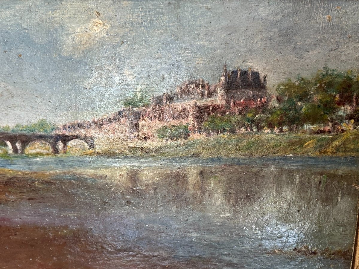 Old Oil Painting On Panel The Chateaux Of The Loire End Of The 19th Century Impressionist -photo-3