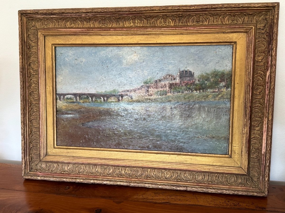 Old Oil Painting On Panel The Chateaux Of The Loire End Of The 19th Century Impressionist 