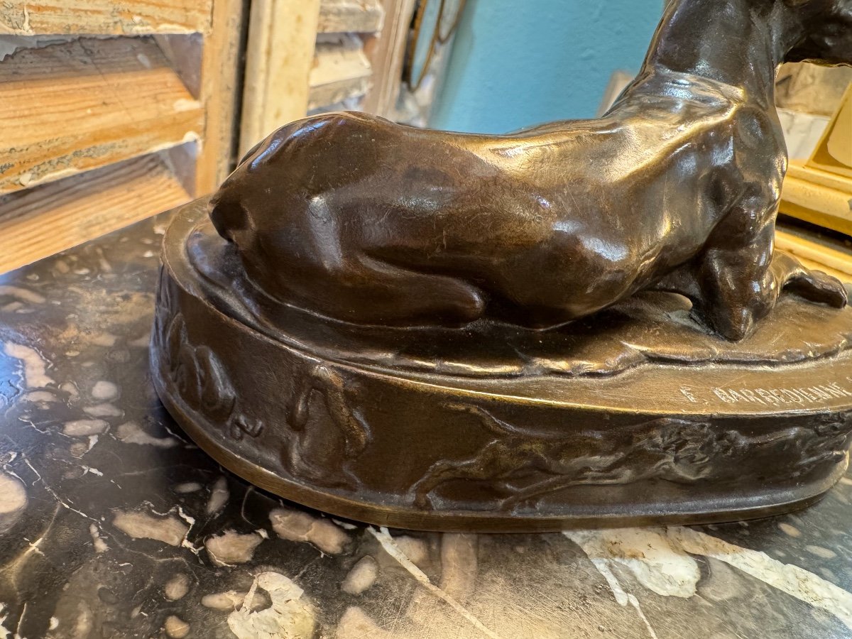 Antique Animal Bronze The Lying Dog By Grégoire Giraud And Founder Barbedienne XIX Eme-photo-4