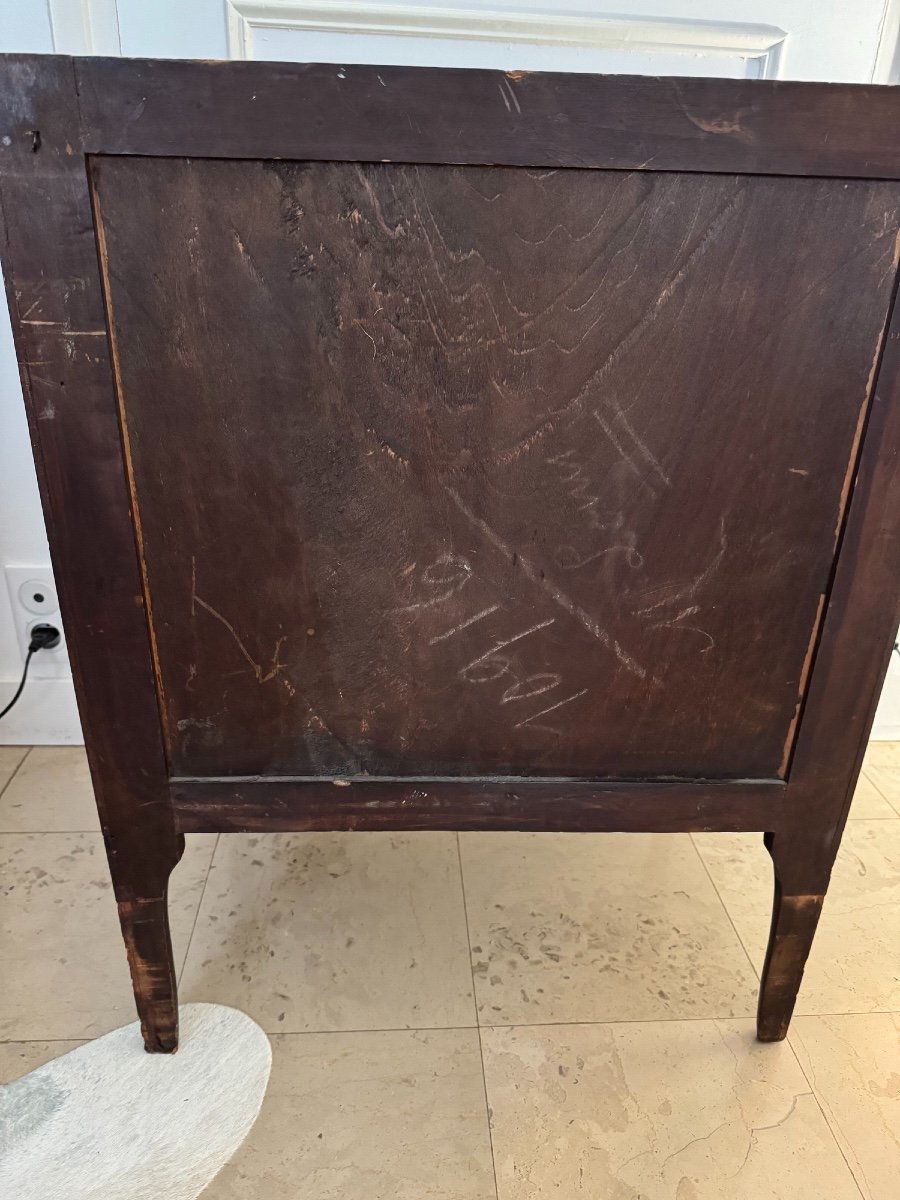 Very Small Louis XV Style Transition Period Mid-20th Century Marquetry Chest Of Drawers-photo-4