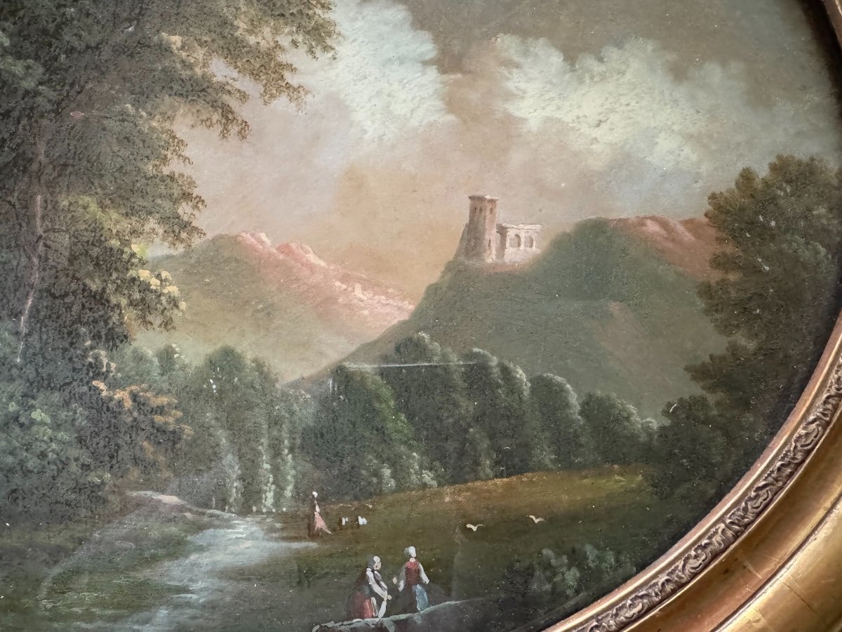 Ancien Tableau Peinture En Fixé Sous Verre époque Napoléon III, Probablement Italie-photo-3