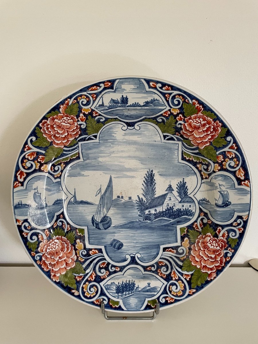 Plat Ancien En Faience De Delft Attribué à Pieter Adriaensz Kocks, époque XIX ème Siècle Akp