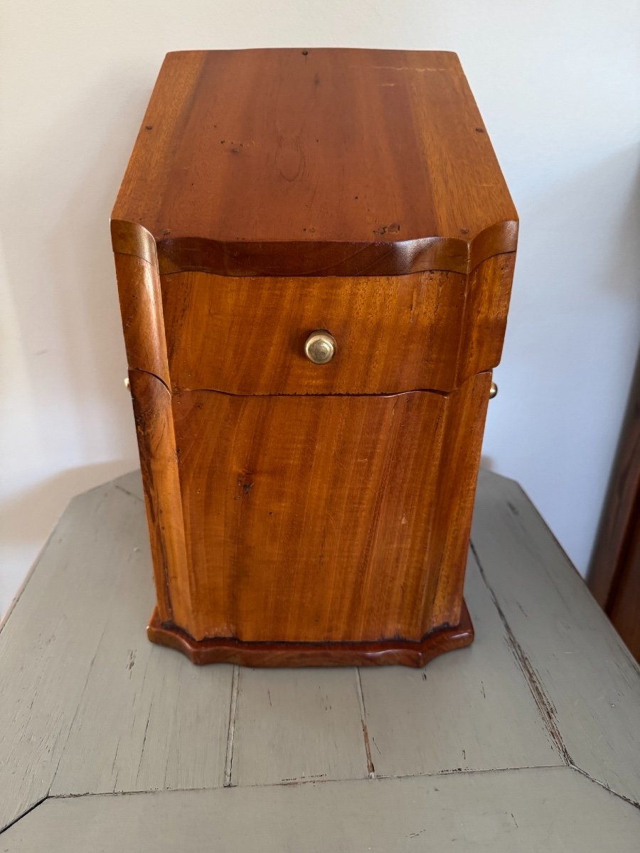 Old Cutlery Or Bottle Box End Of The 19th Early 20th Century In Fruit Wood Box-photo-1