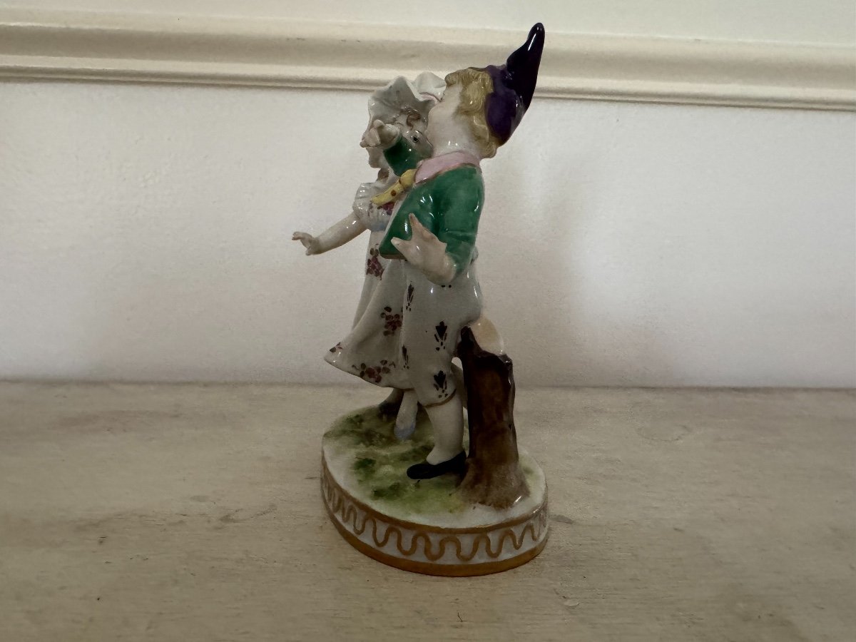 Ancien Petit Couple En Porcelaine Allemande De Dresde Vers 1900 Personnages -photo-2