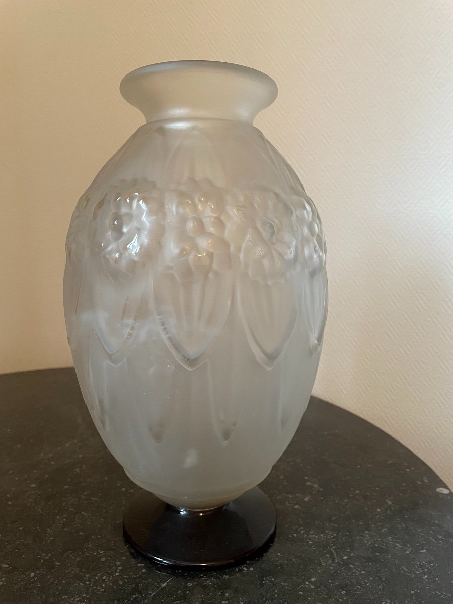 Ancien Vase Art Déco Par Le Verre Français Schneider , époque Début Du XX Eme Siècle Verçais -photo-3