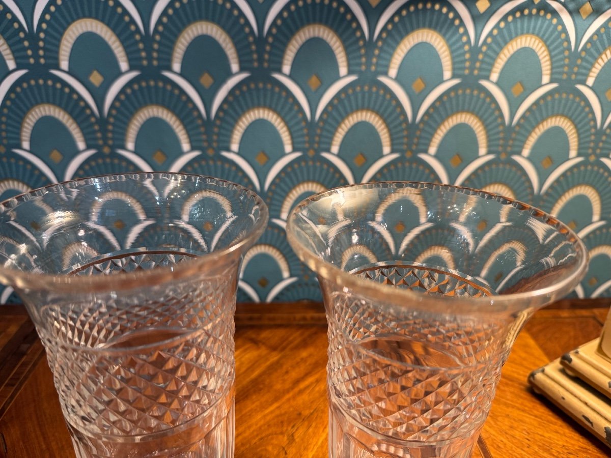 Pair Of Louis XVI Style Sèvres Crystal Vases Early 20th Century Antique Vase -photo-3