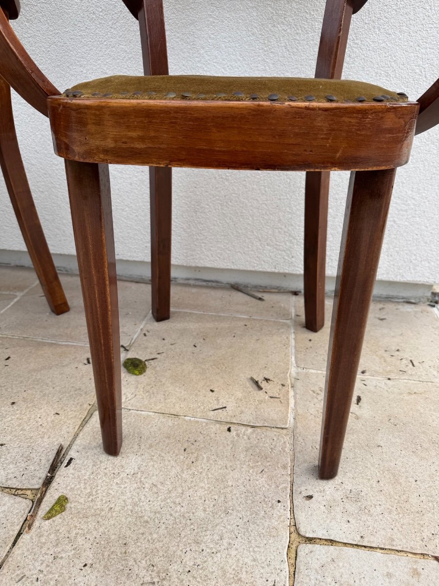 Antique Pair Of Elm Bridge Armchairs Circa 1940 Antique Art Deco Armchair 20th Century-photo-4