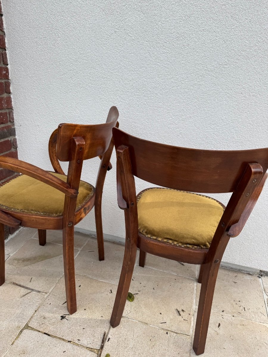 Antique Pair Of Elm Bridge Armchairs Circa 1940 Antique Art Deco Armchair 20th Century-photo-8