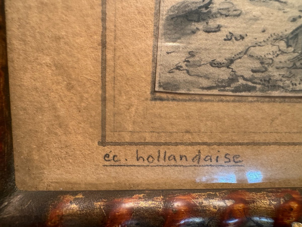 Ancien Dessin Marine Du XVIII Eme Siècle Par W Vitringa Ecole Hollandaise 1700 école Du Nord -photo-4