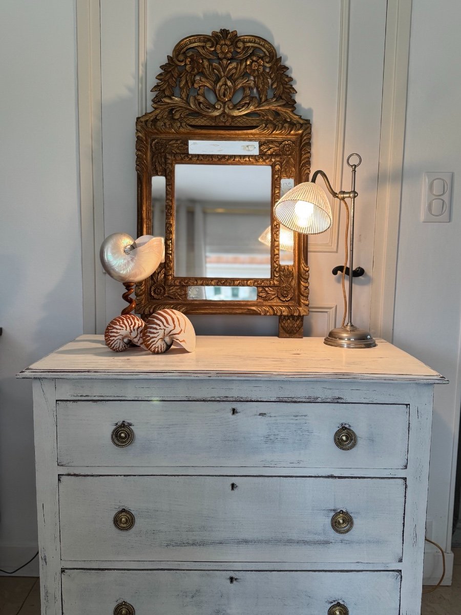 Old Small Mountain Chest Of Drawers In Repainted Pine, 19th Century, Small Format-photo-4